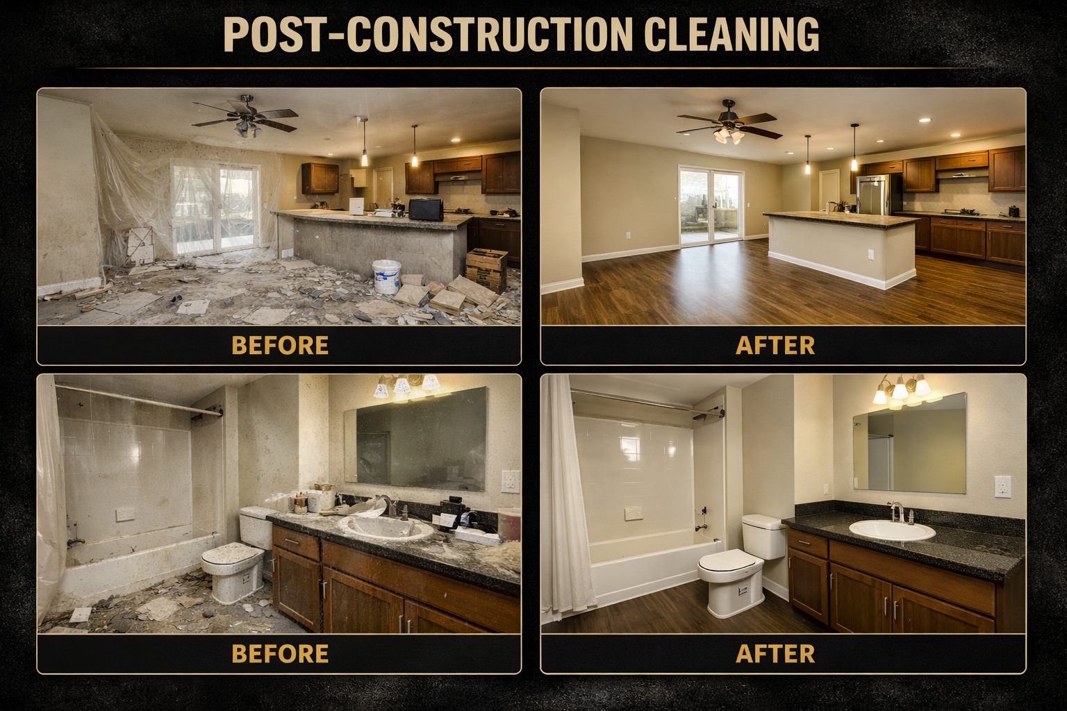 Spotless kitchen after post-construction cleaning