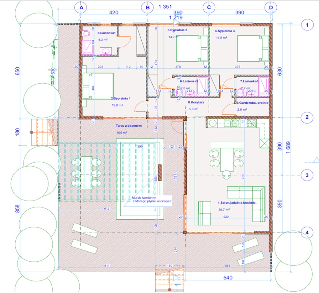 Villa Sambatra — rzut kondygnacji, plan rozkładu pomieszczeń