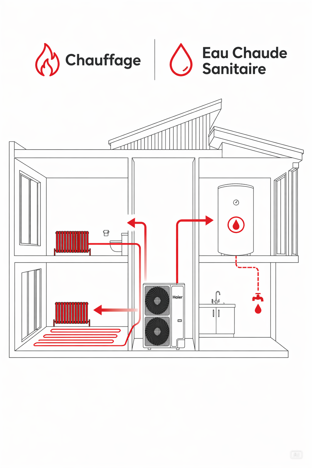 Schéma LinkWarm — Chauffage + ECS