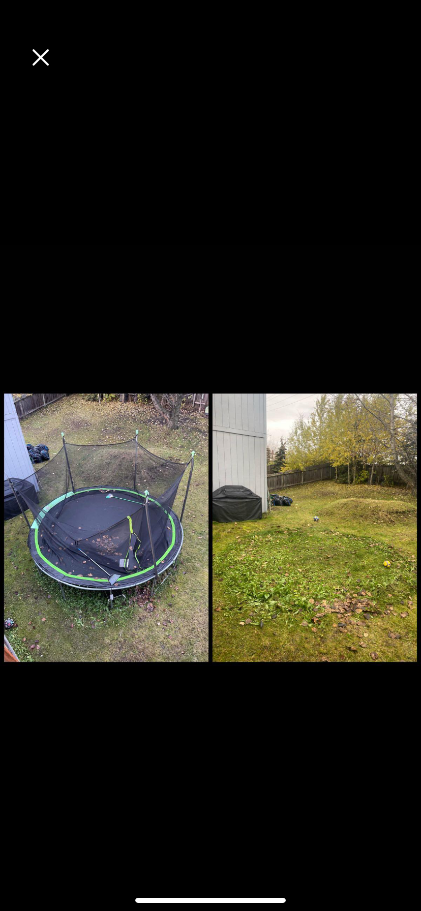 Trampoline removal — before and after the same backyard