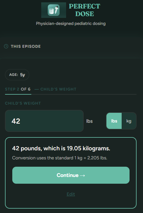 Enter child's weight