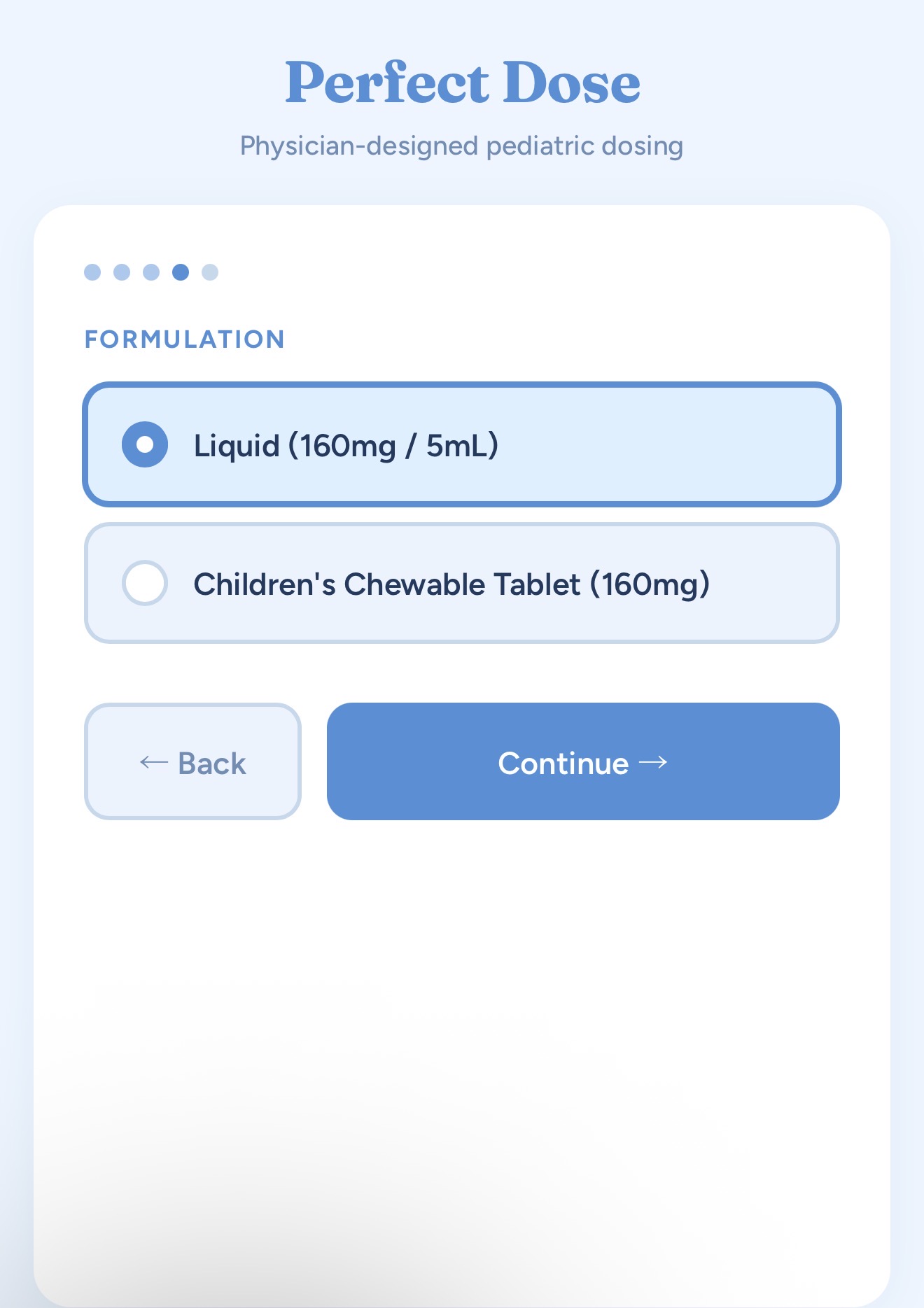 Perfect Dose app — weight-based dosing for older children