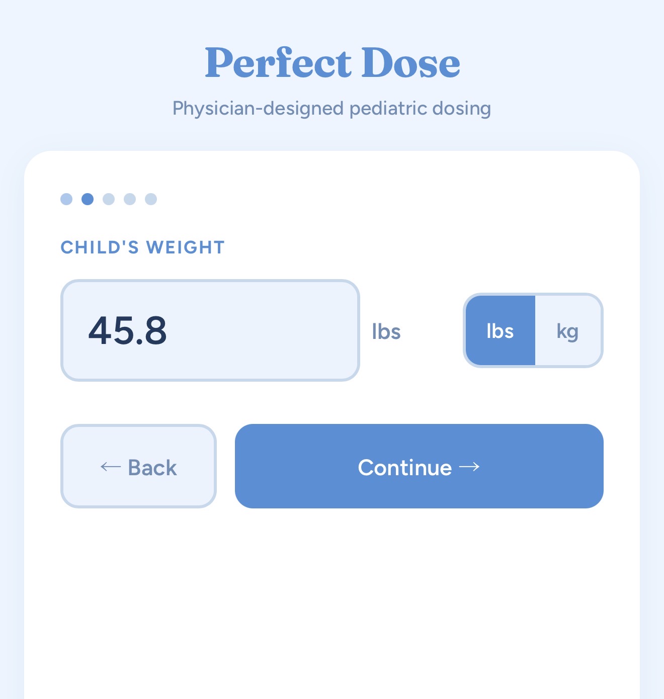 Enter child's weight