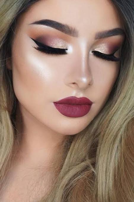 Bridal glam berry shimmer look