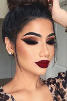 Bold dark lip event makeup