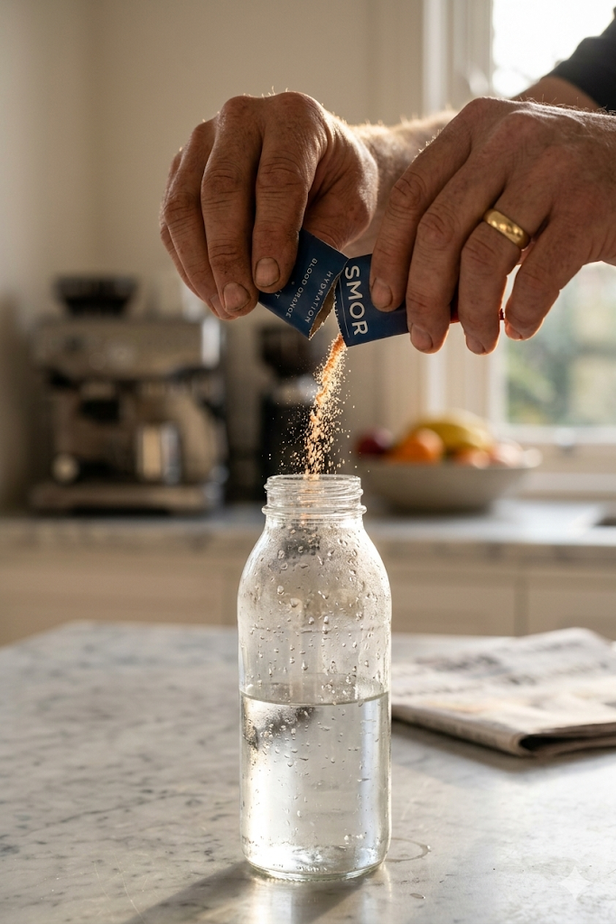 Pouring SMOR Blood Orange into bottle