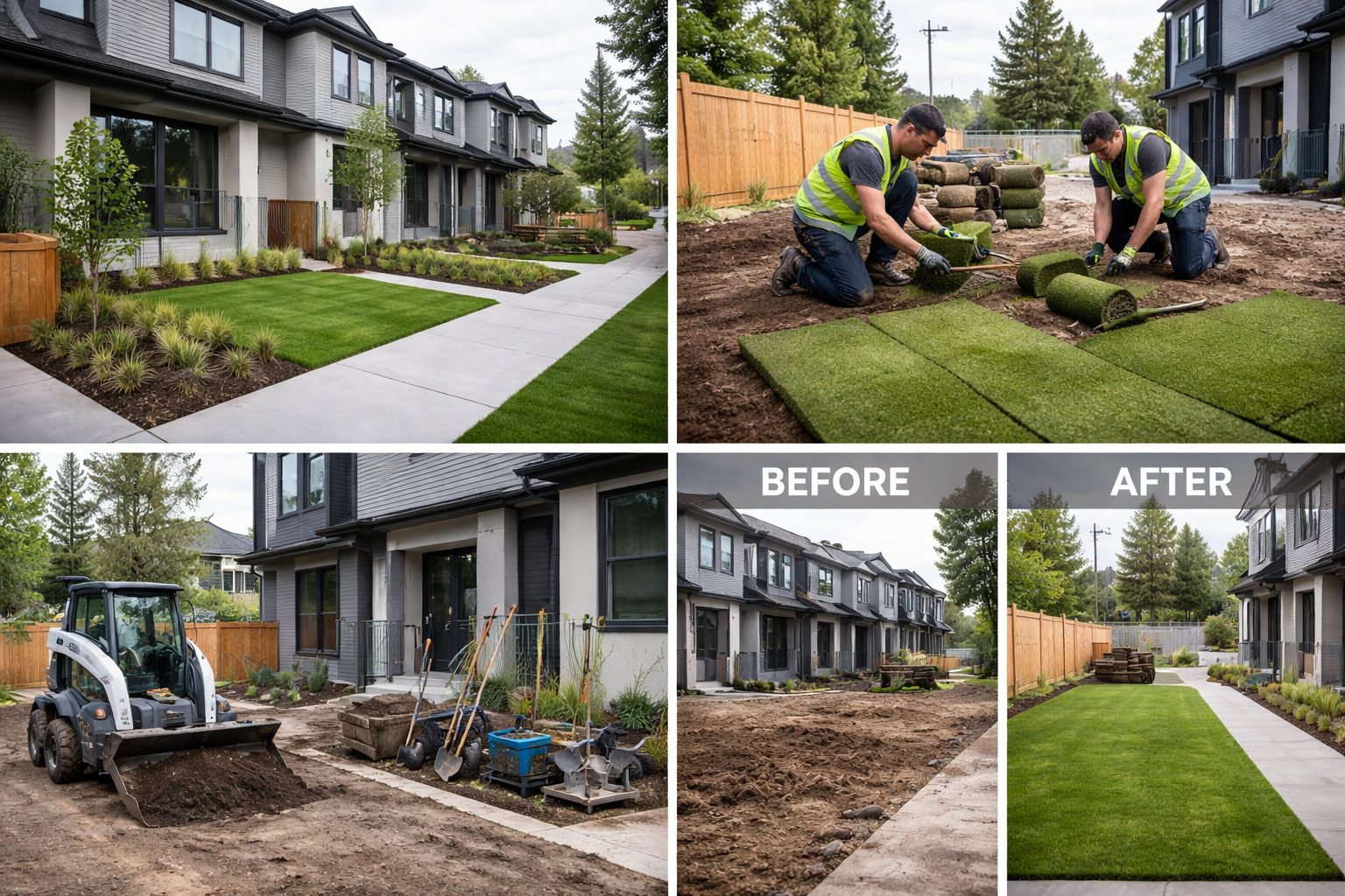 DevelopRight landscaping work — sod installation, grading, finished projects