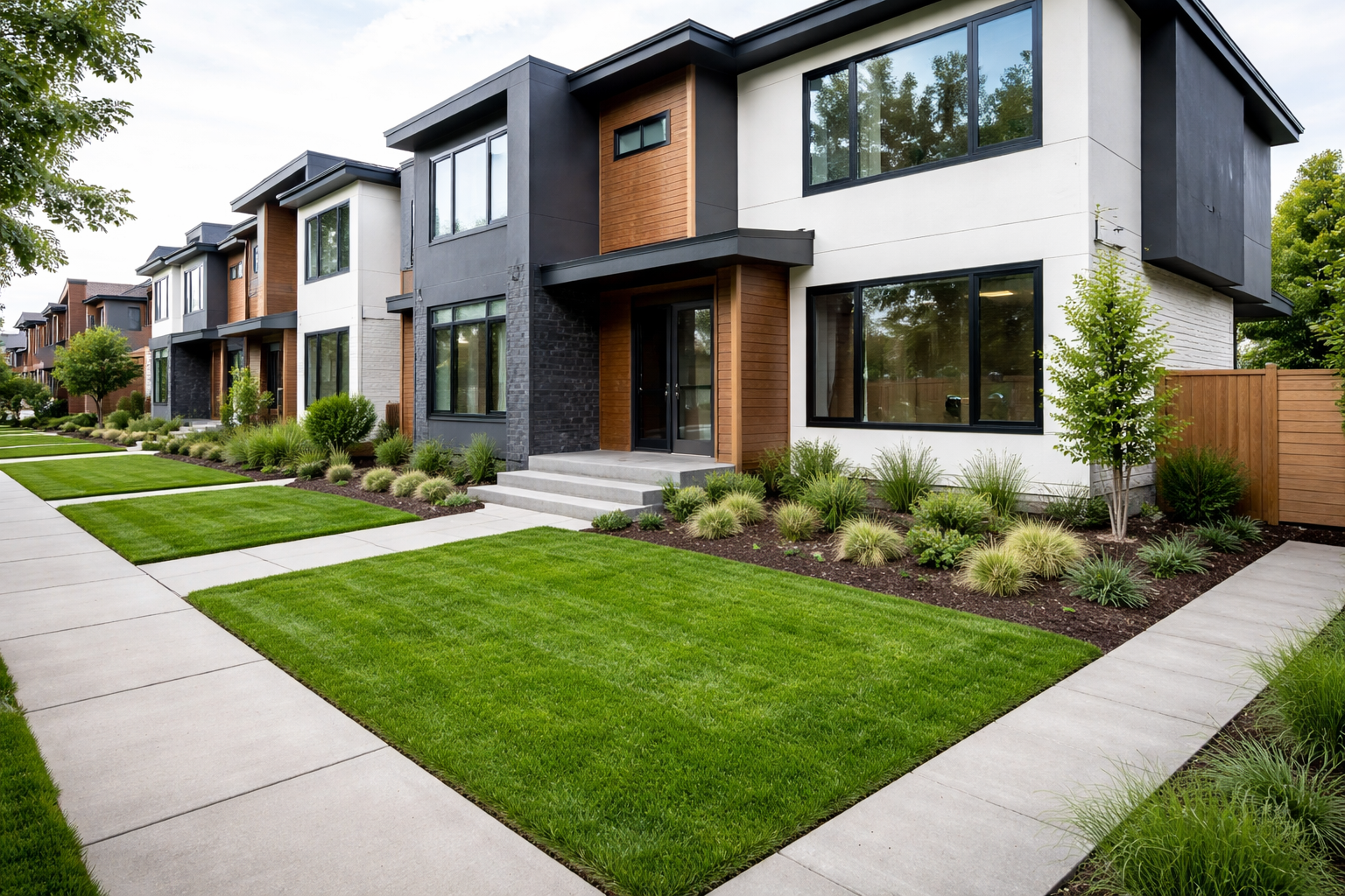 Completed multi-family infill landscaping project in Calgary