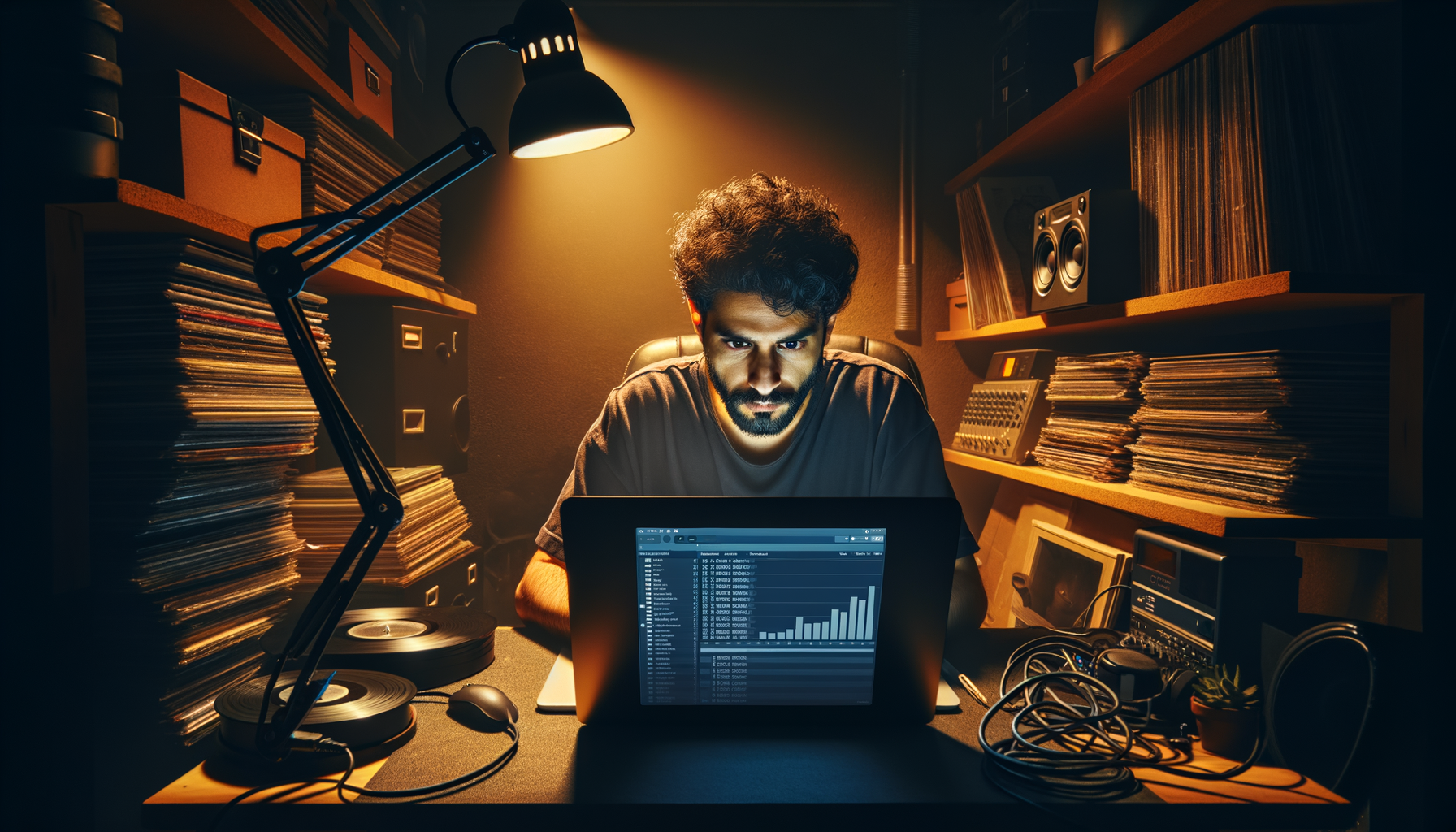 Independent music producer working late in a home studio — the $3K ceiling reality