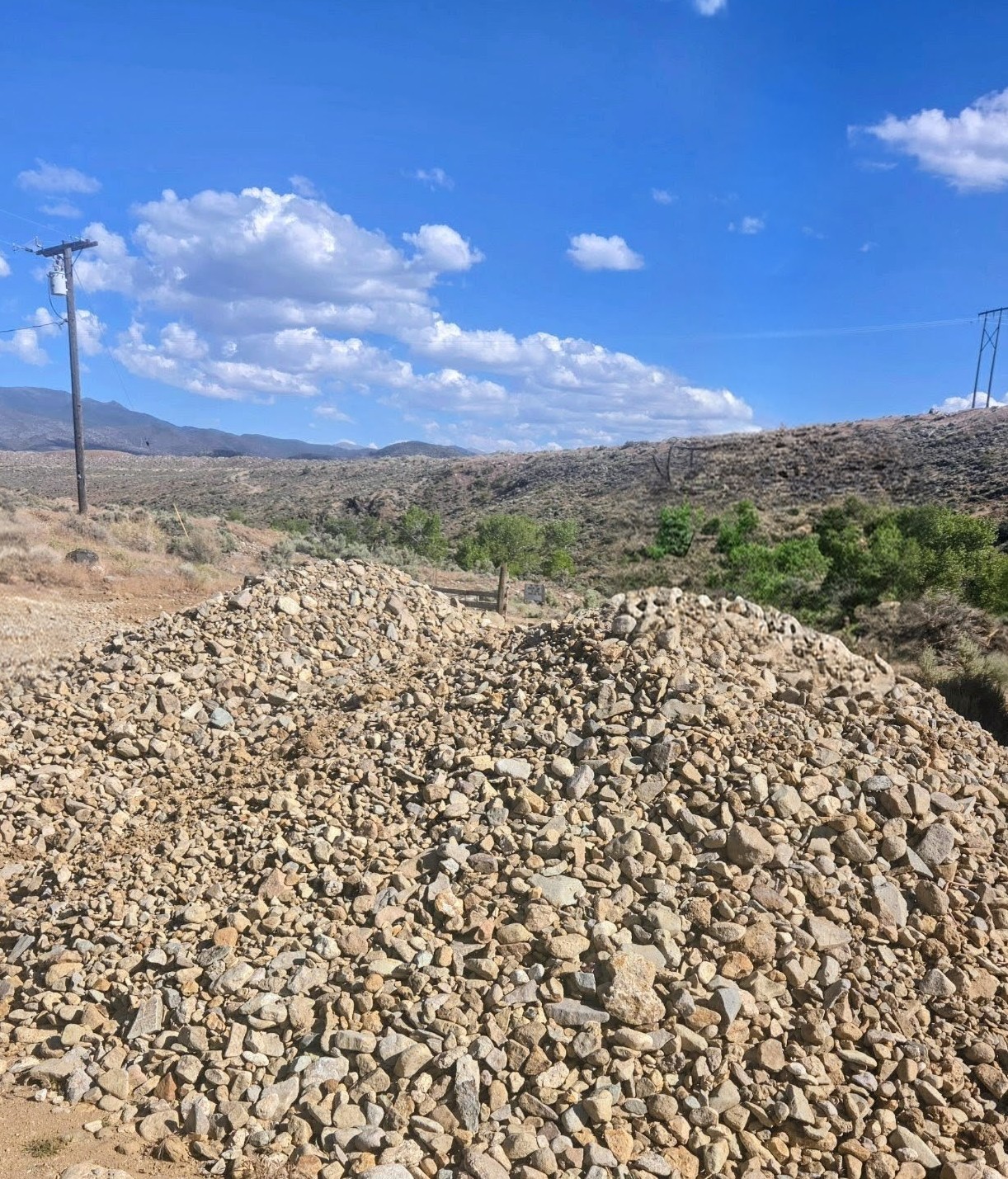 Gold Creek Tailings quarry — washed river rock stockpile, Gold Canyon Nevada