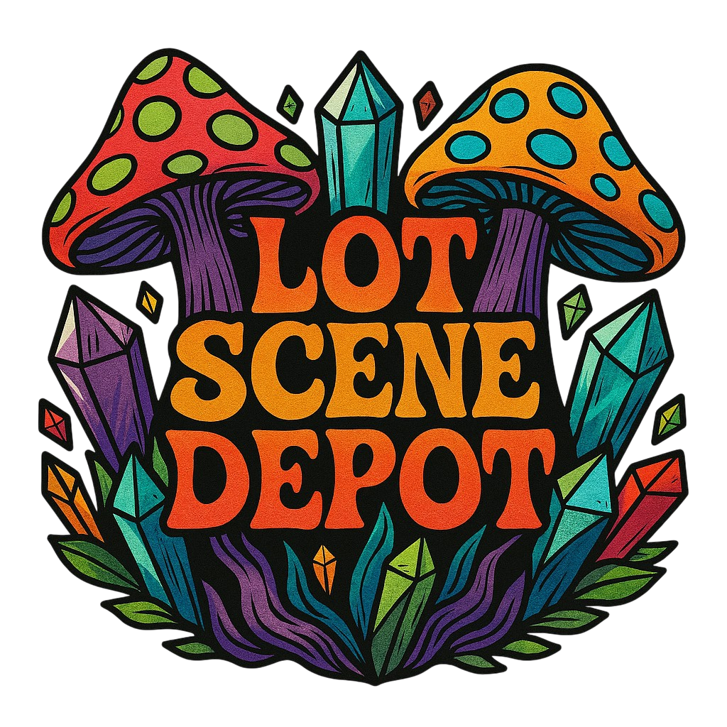 LotSceneDepot logo — mushroom and crystal mark