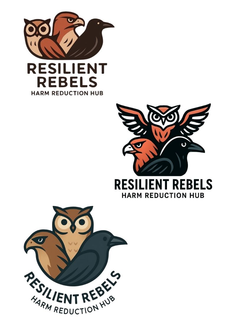Resilient Rebels logo variant 1 — classic stacked owl