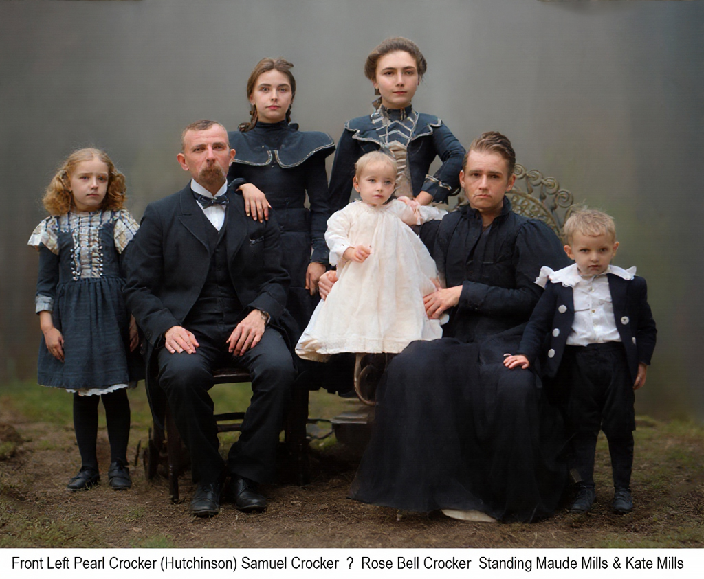 After restoration — 1877 Family photo that had been cut to fit a oval frame covered in coal soot and colorized