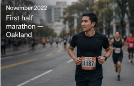 First half marathon — Oakland