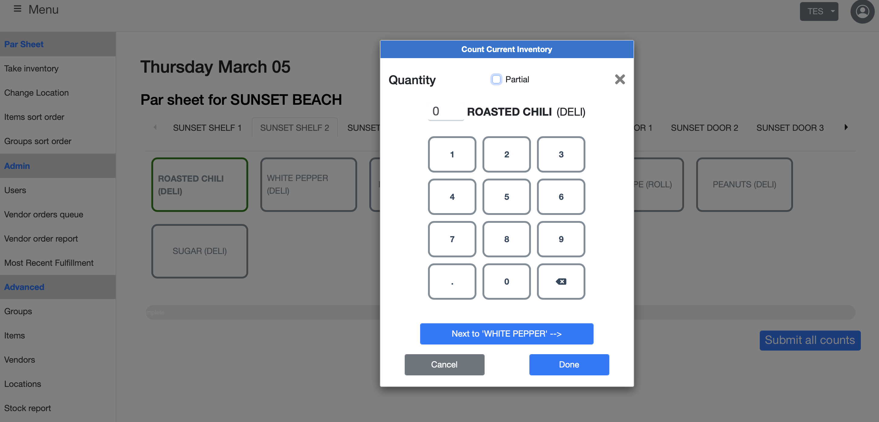 ParSheetOS numpad interface