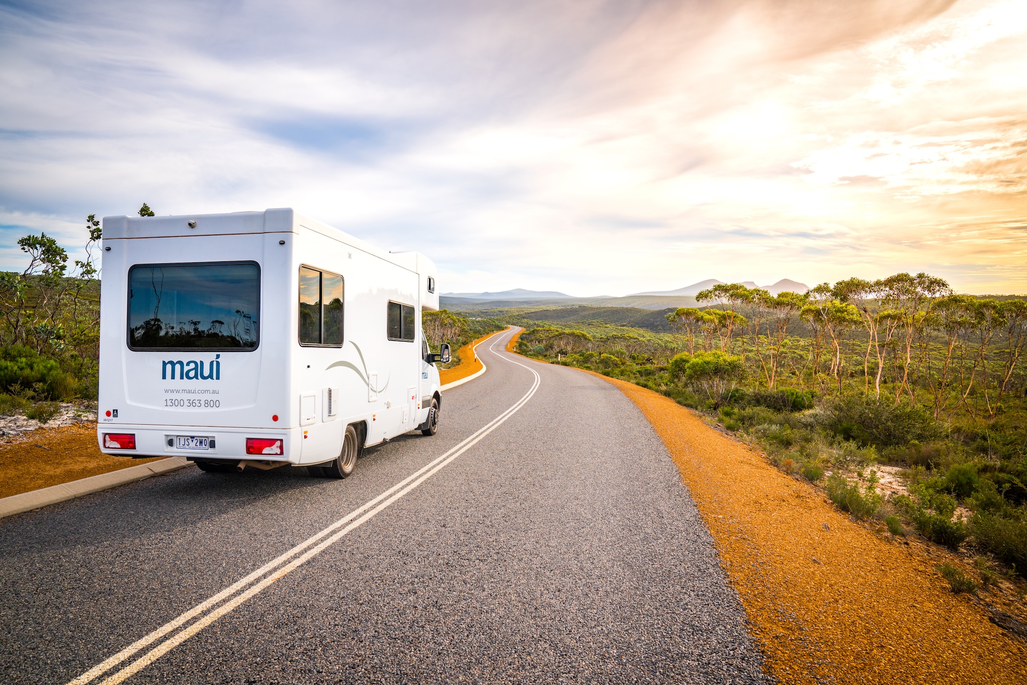 Campervan hire Australia — open road through the Australian outback