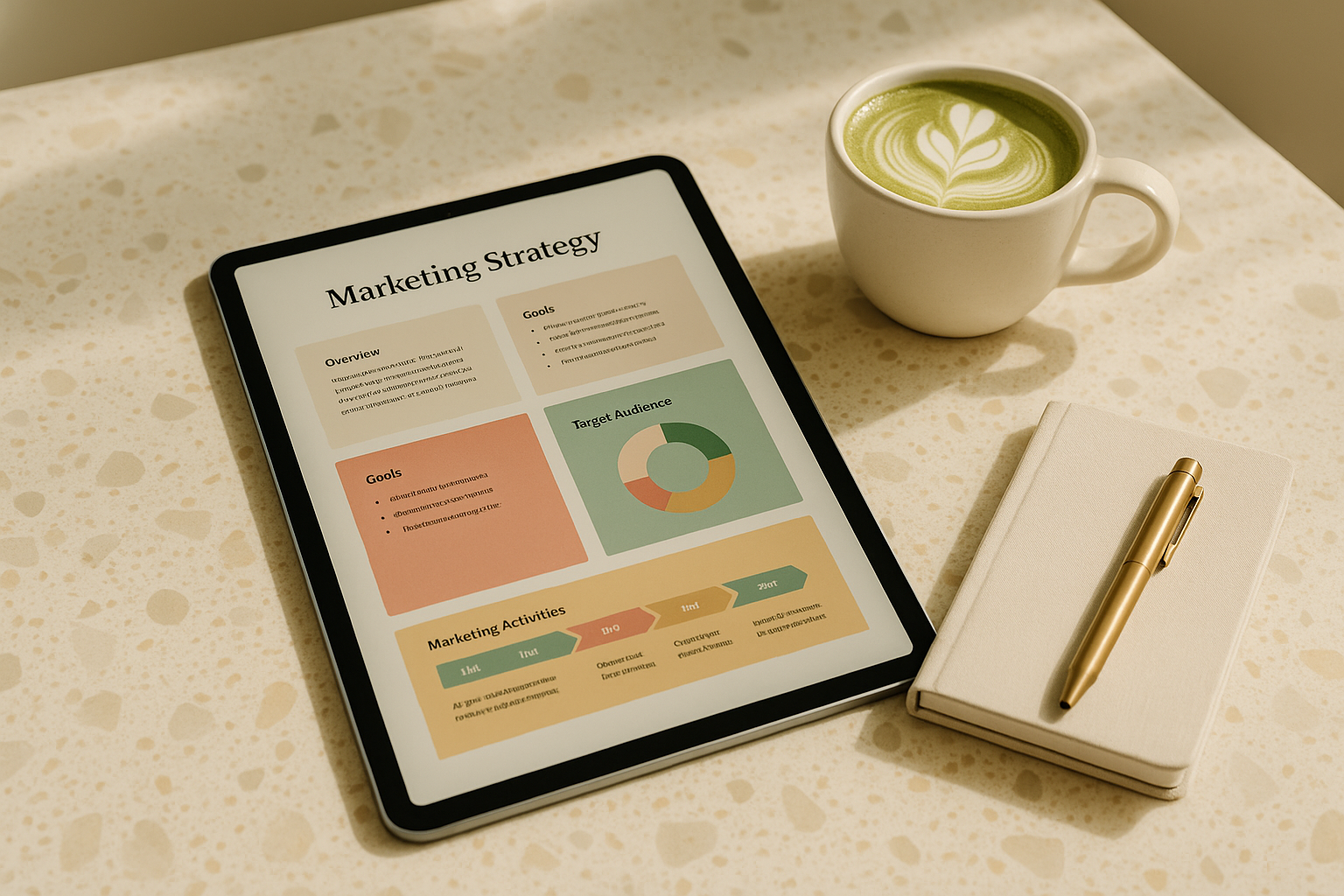 Marketing Strategy Playbook displayed on an iPad