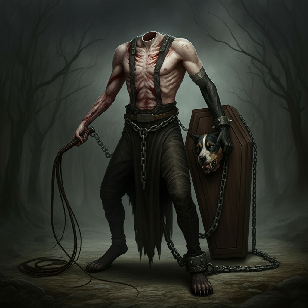 Lagahoo — headless figure with chains and a coffin
