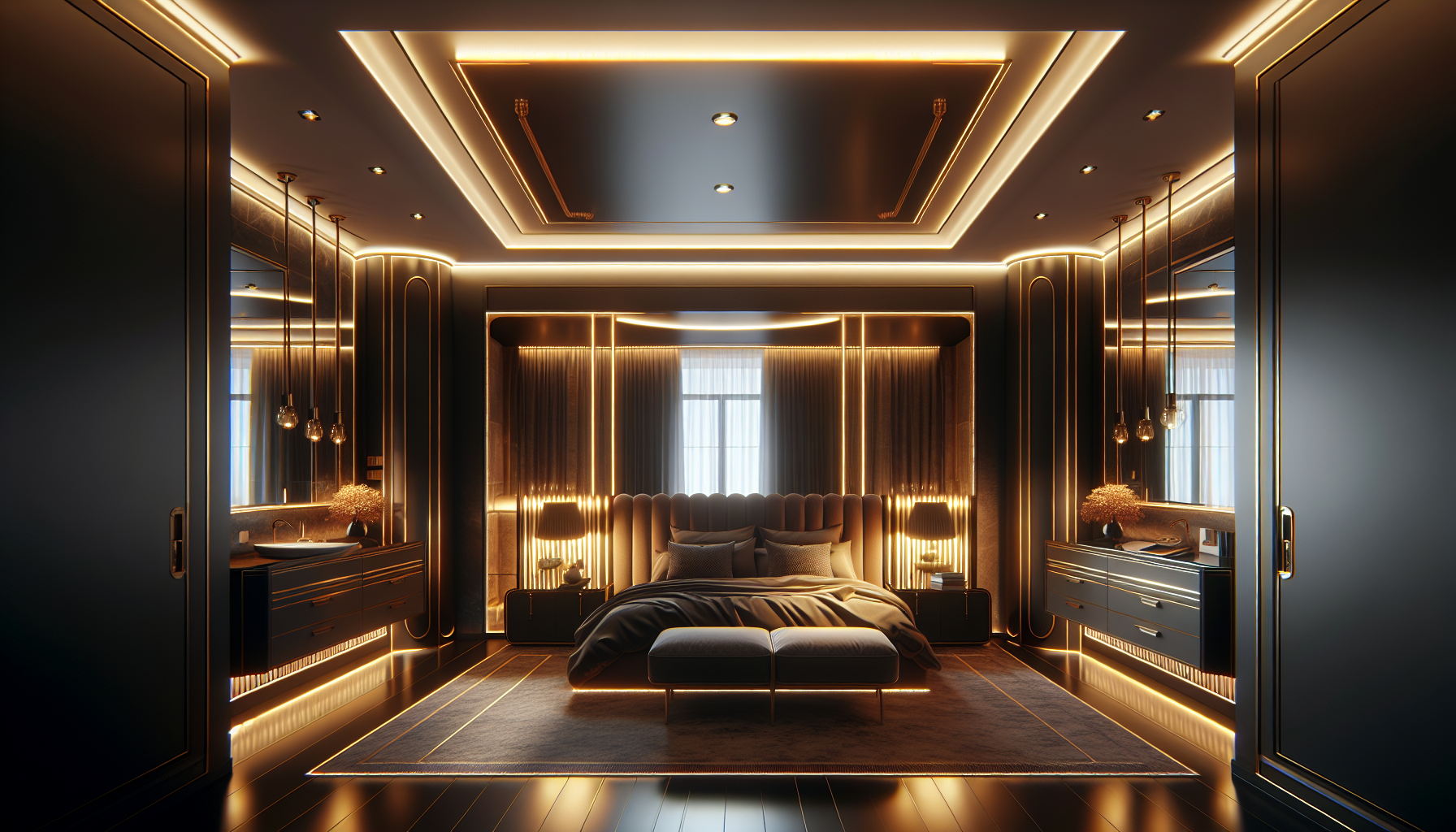Dual Lighting Zones — programmable mood and task lighting with warm amber ambiance