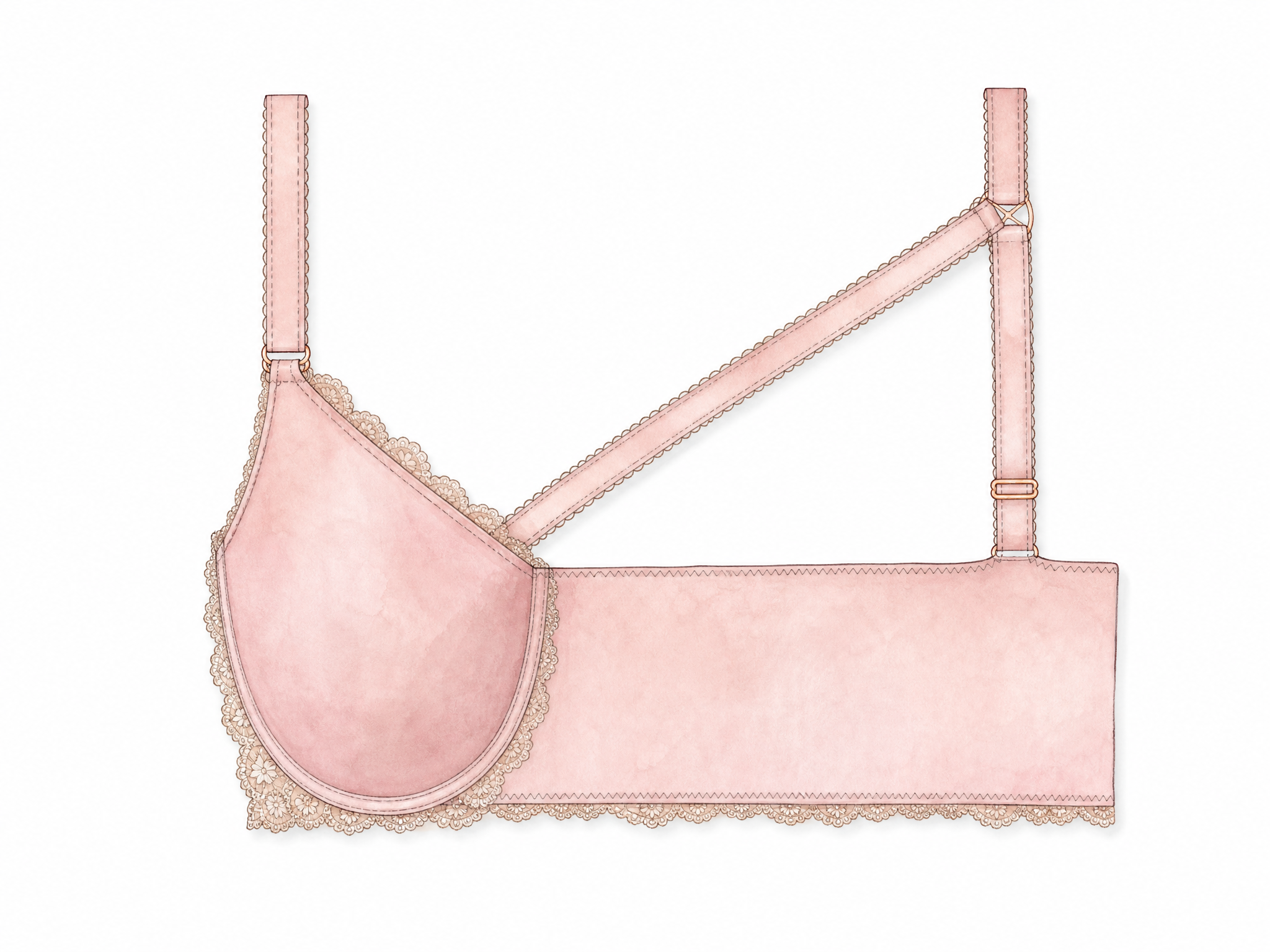 The Balance — flat lay illustration showing bra laid flat