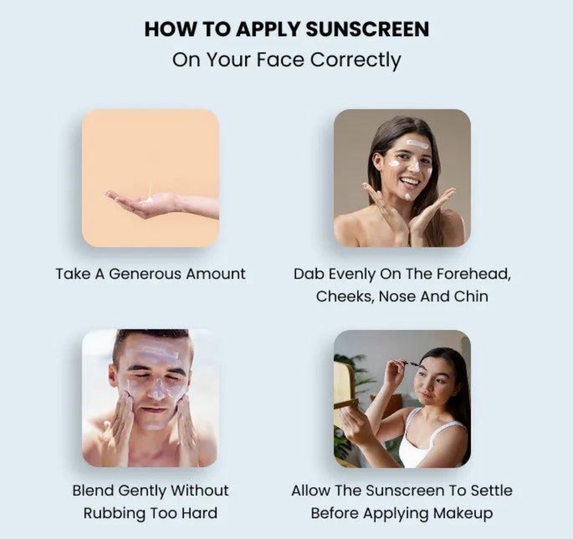How to apply sunscreen on face correctly step by step
