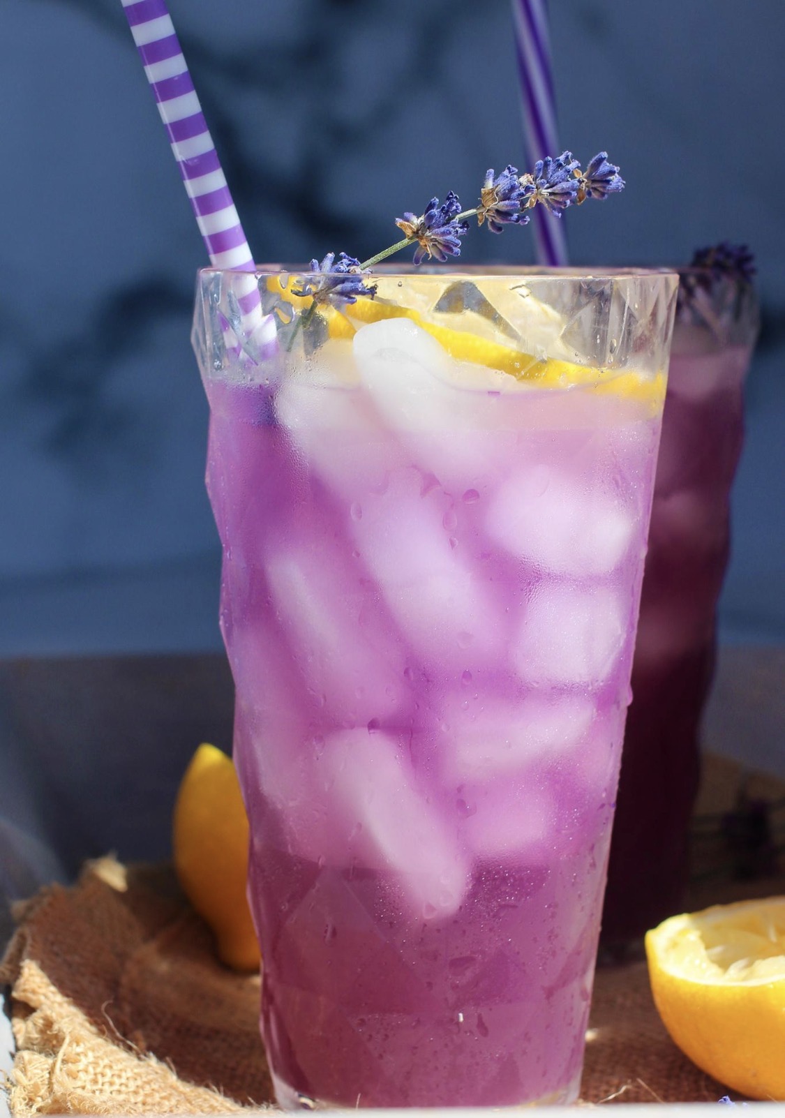Purple-colored food and drinks with artificial dye