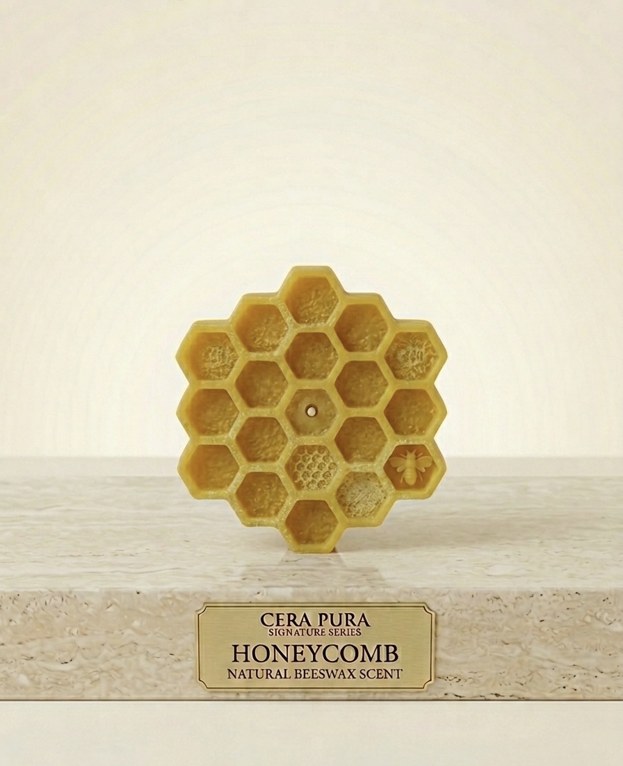 El Panal — honeycomb sculptural beeswax candle by Cera Pura, Signature Series