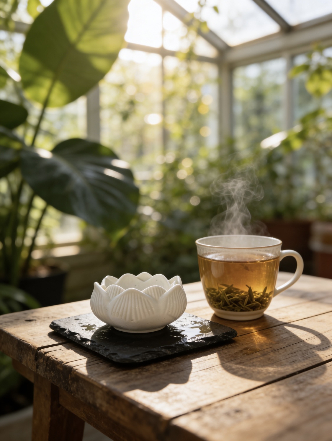 Lotus Vessel — plain white ceramic stone lotus bloom candle holder and altar piece