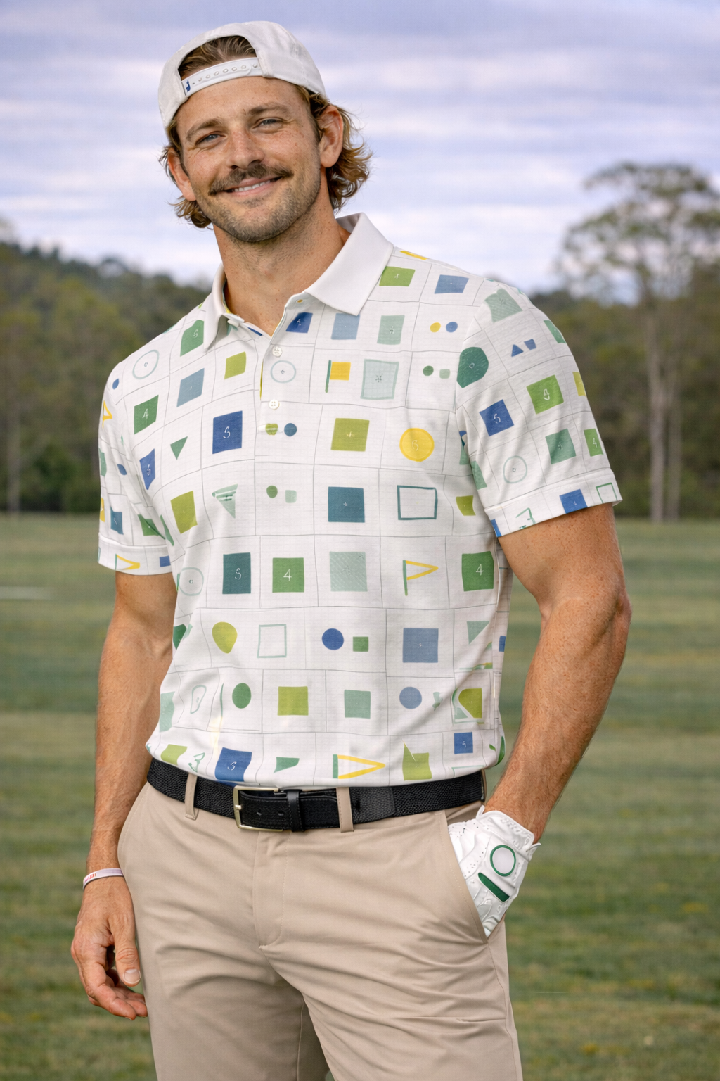 Men's Slim Fit Polo — geometric