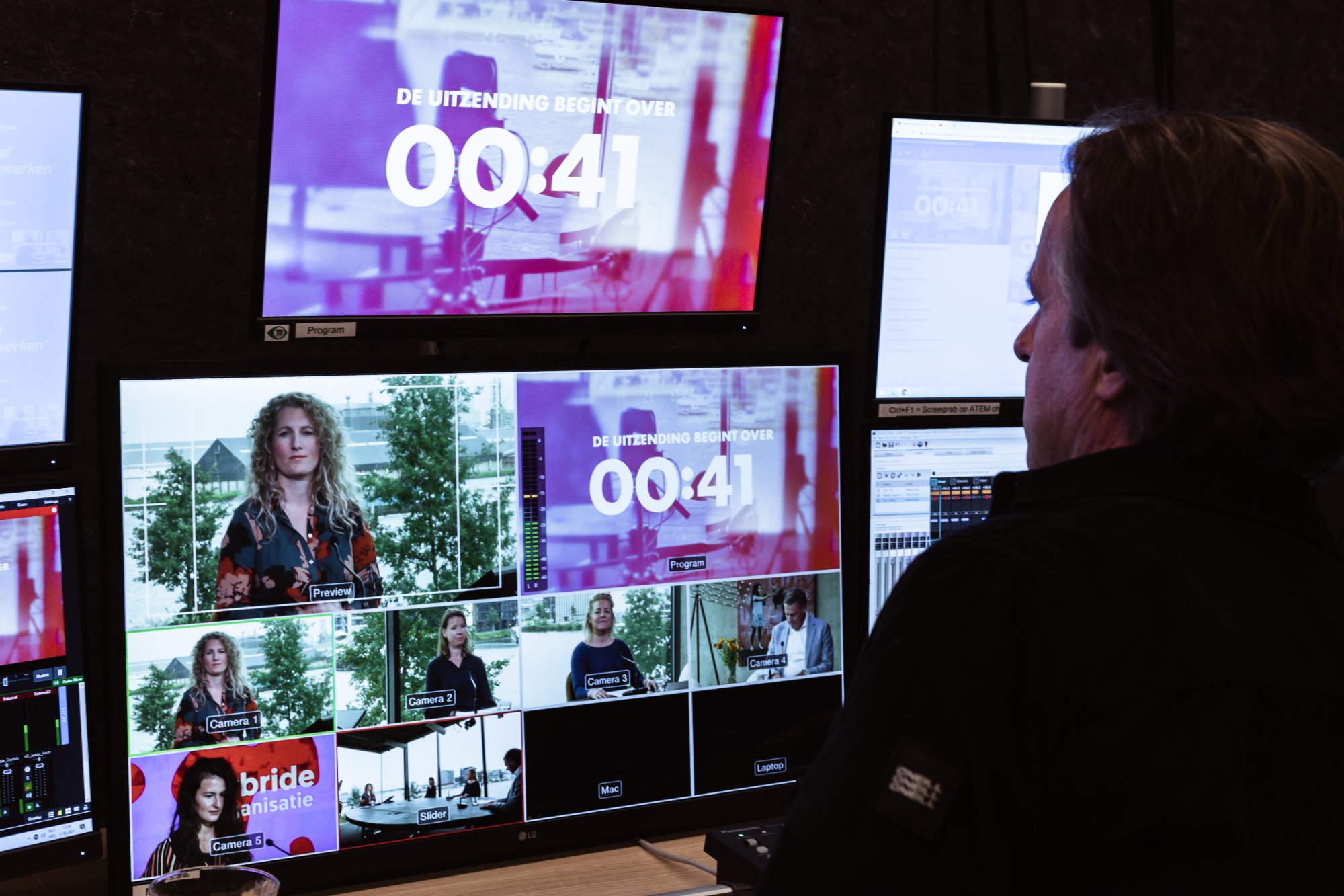 Crowdale control room — multi-camera switching desk