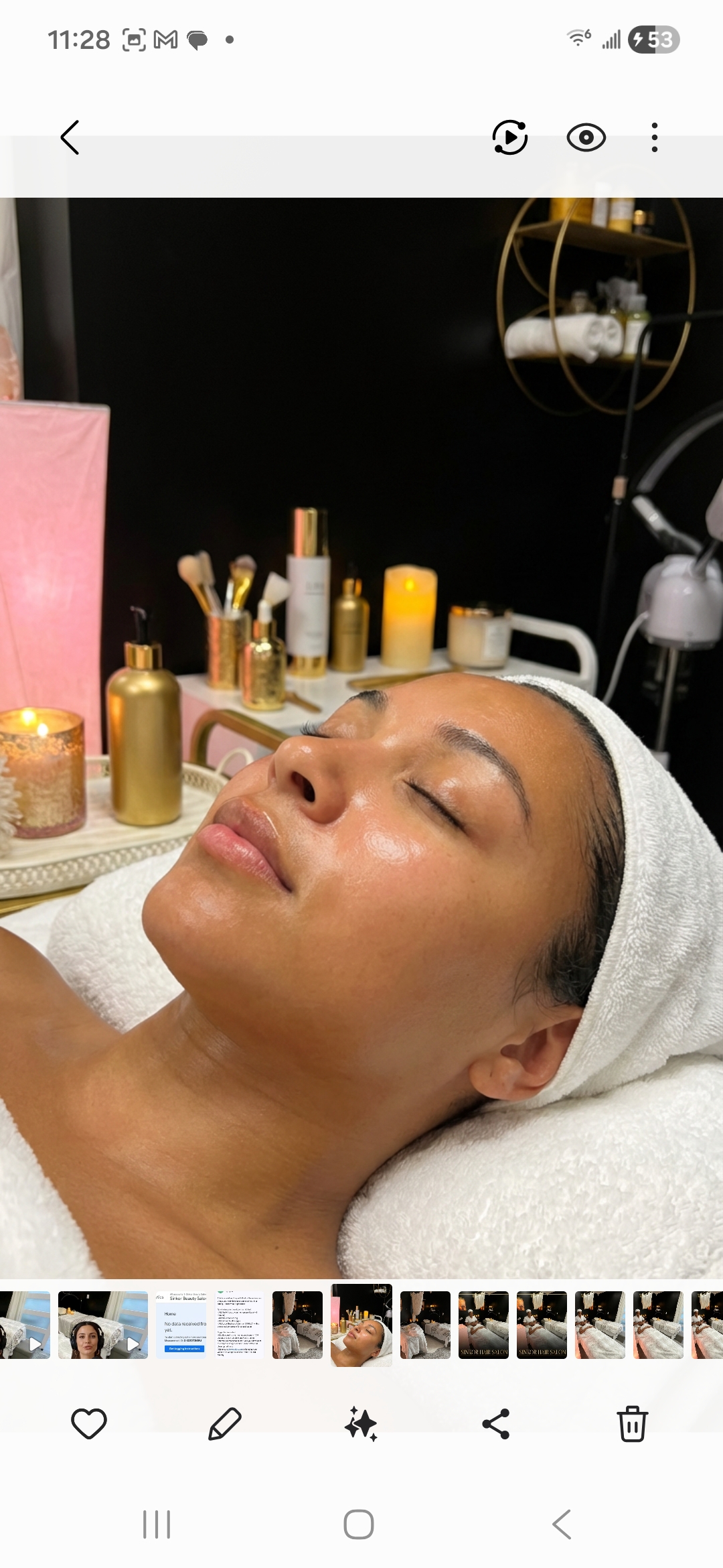Client during relaxing facial at Sinkor Beauty Salon — glowing skin and premium products