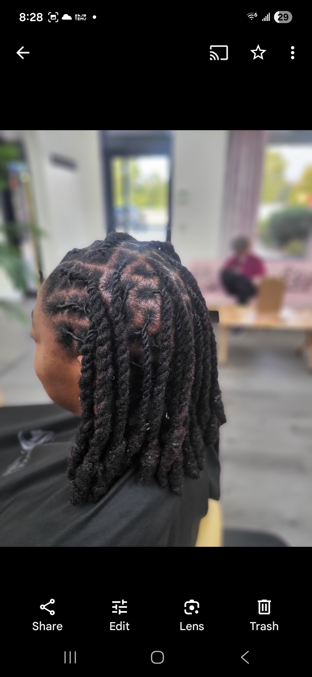 Loc retwist back view showing clean parts — loc retwist specialist Middletown DE