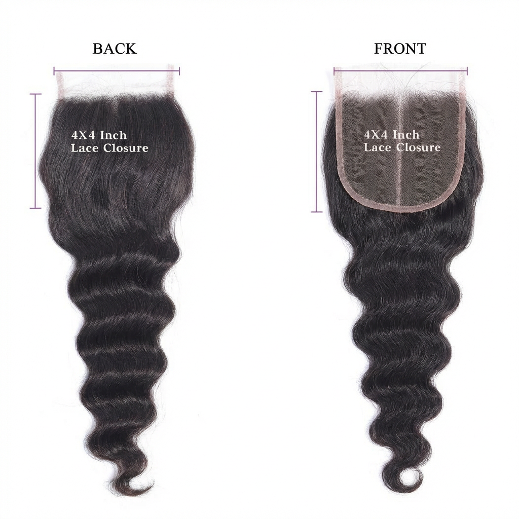 Loose Wave 4x4 Lace Closure — Front & Back