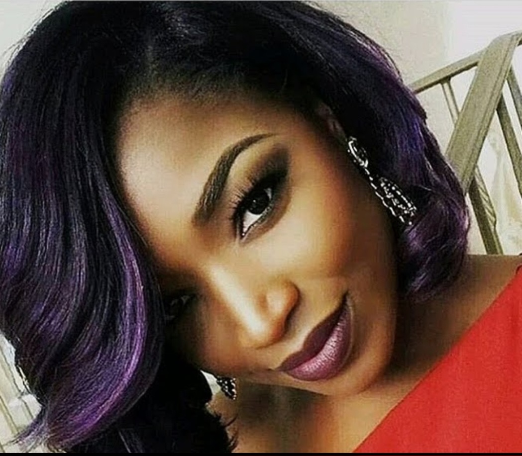 Hair Color — Purple-Black Wavy Bob