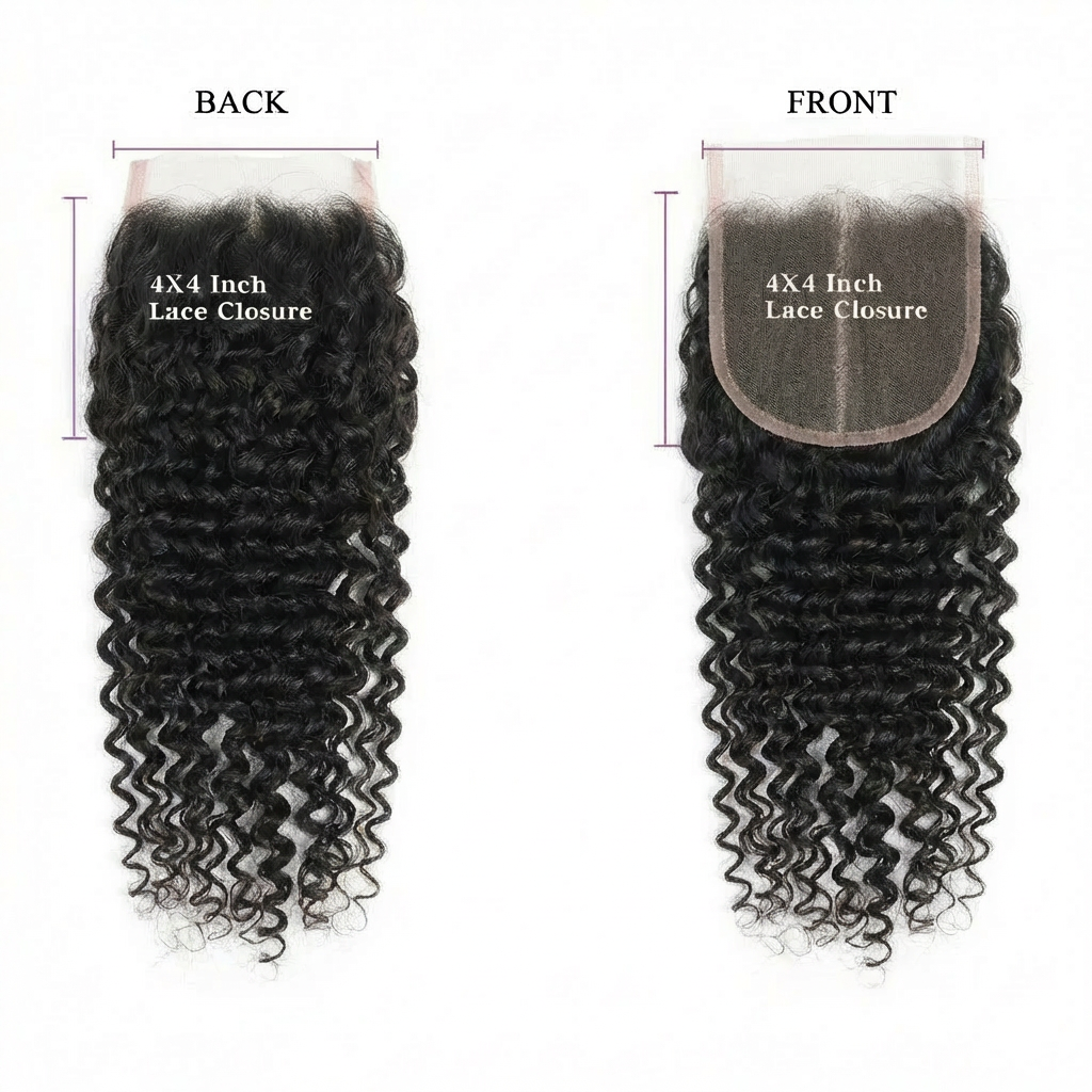 Kinky Curl 4x4 Lace Closure — Front & Back