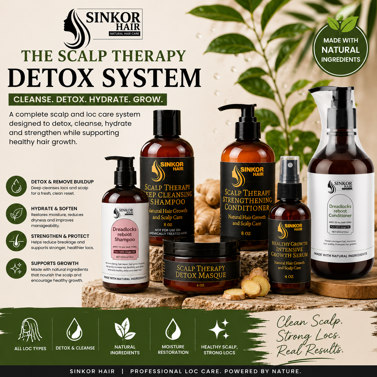 Sinkor Scalp Therapy Detox System — Professional Hair Care Collection