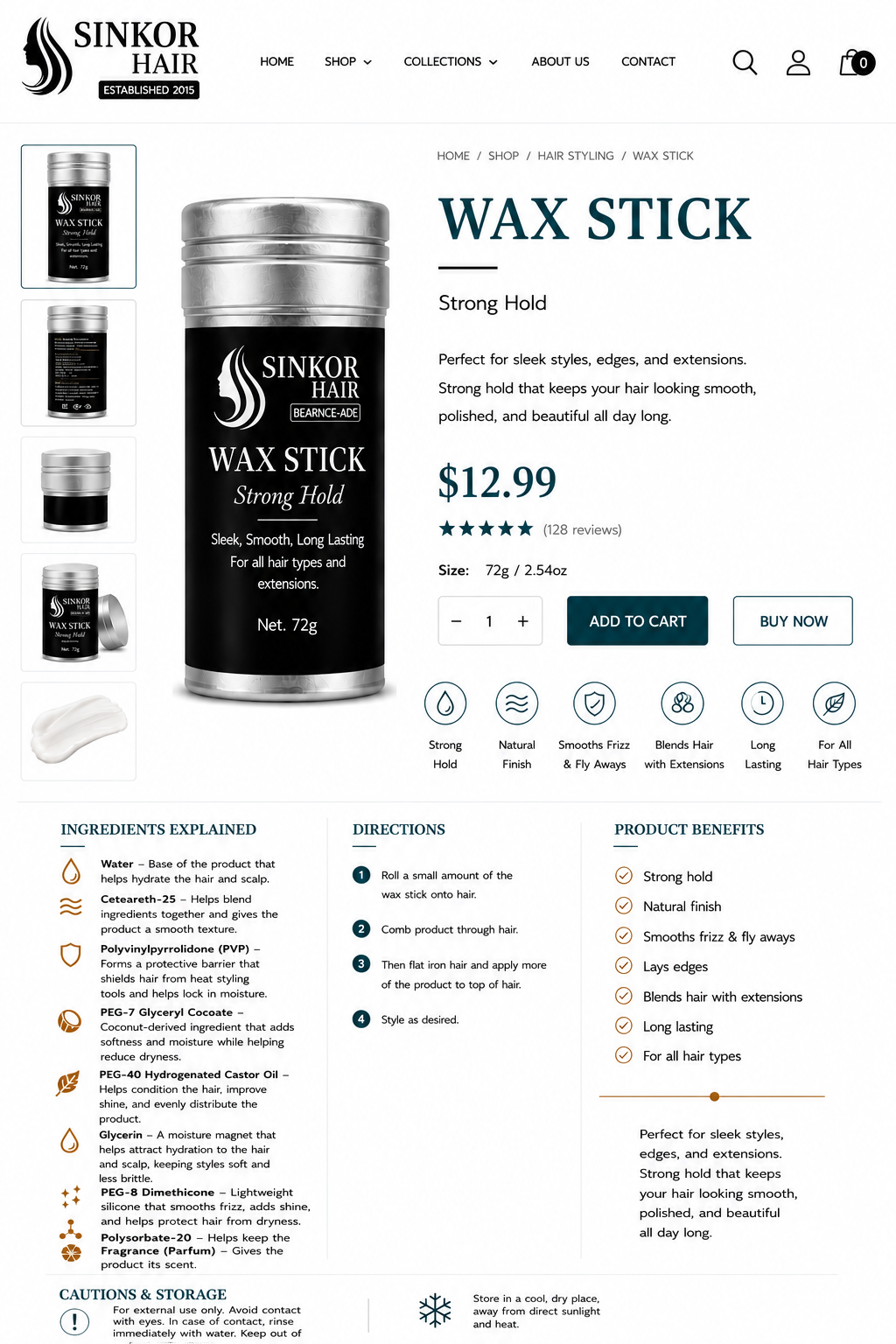 Sinkor Wax Stick Strong Hold — edges and extensions