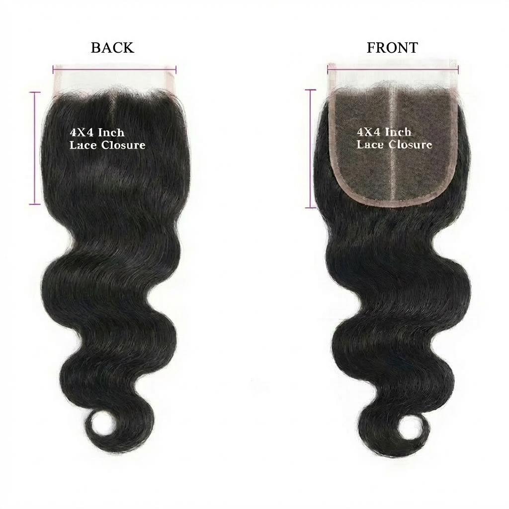 Body Wave 4x4 Lace Closure — Front & Back
