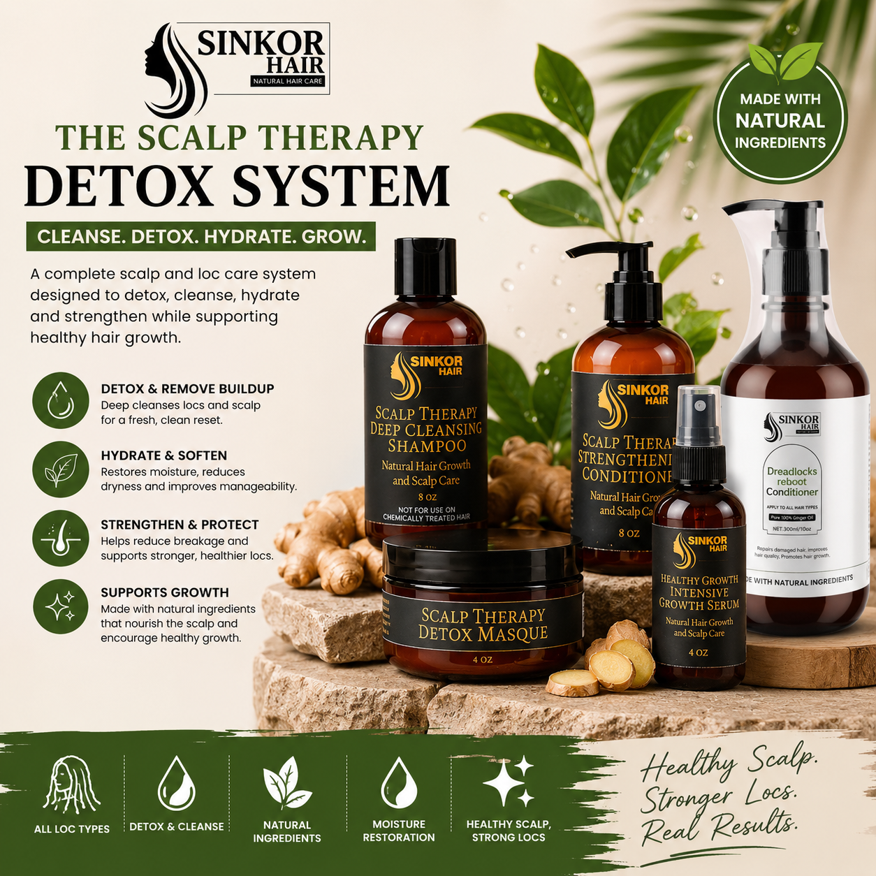 Sinkor Hair Ginger Loc Care Collection — Healthy Scalp, Stronger Locs, Real Results