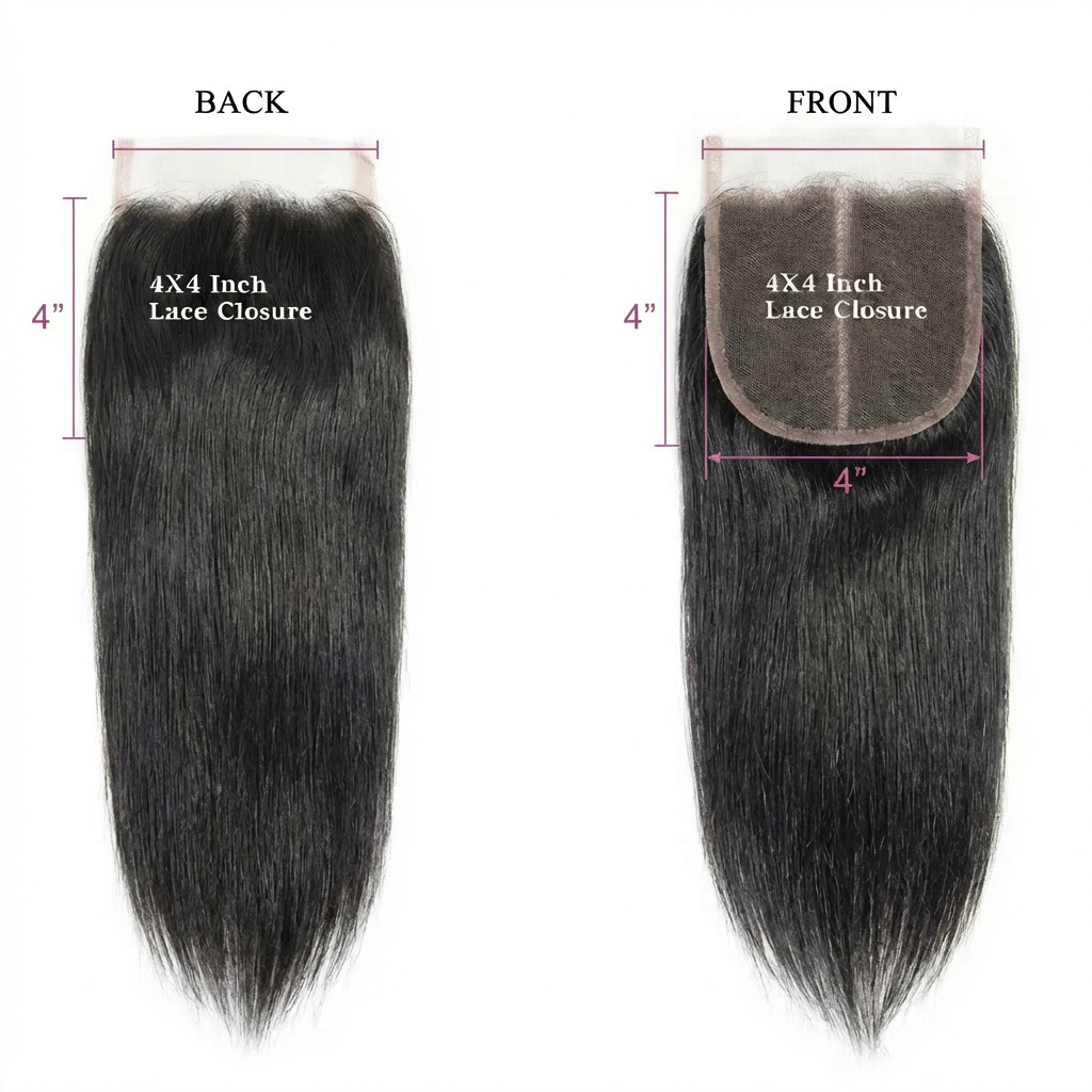 Straight 4x4 Lace Closure — Front & Back