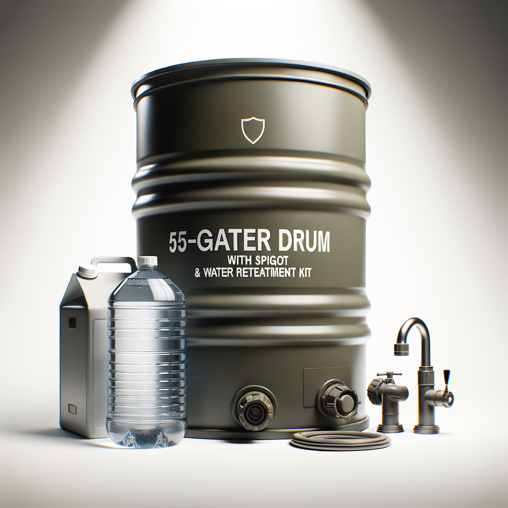 55-Gallon Water Drum with Spigot & Water Treatment Kit — Water Filtration & Purification emergency preparedness gear