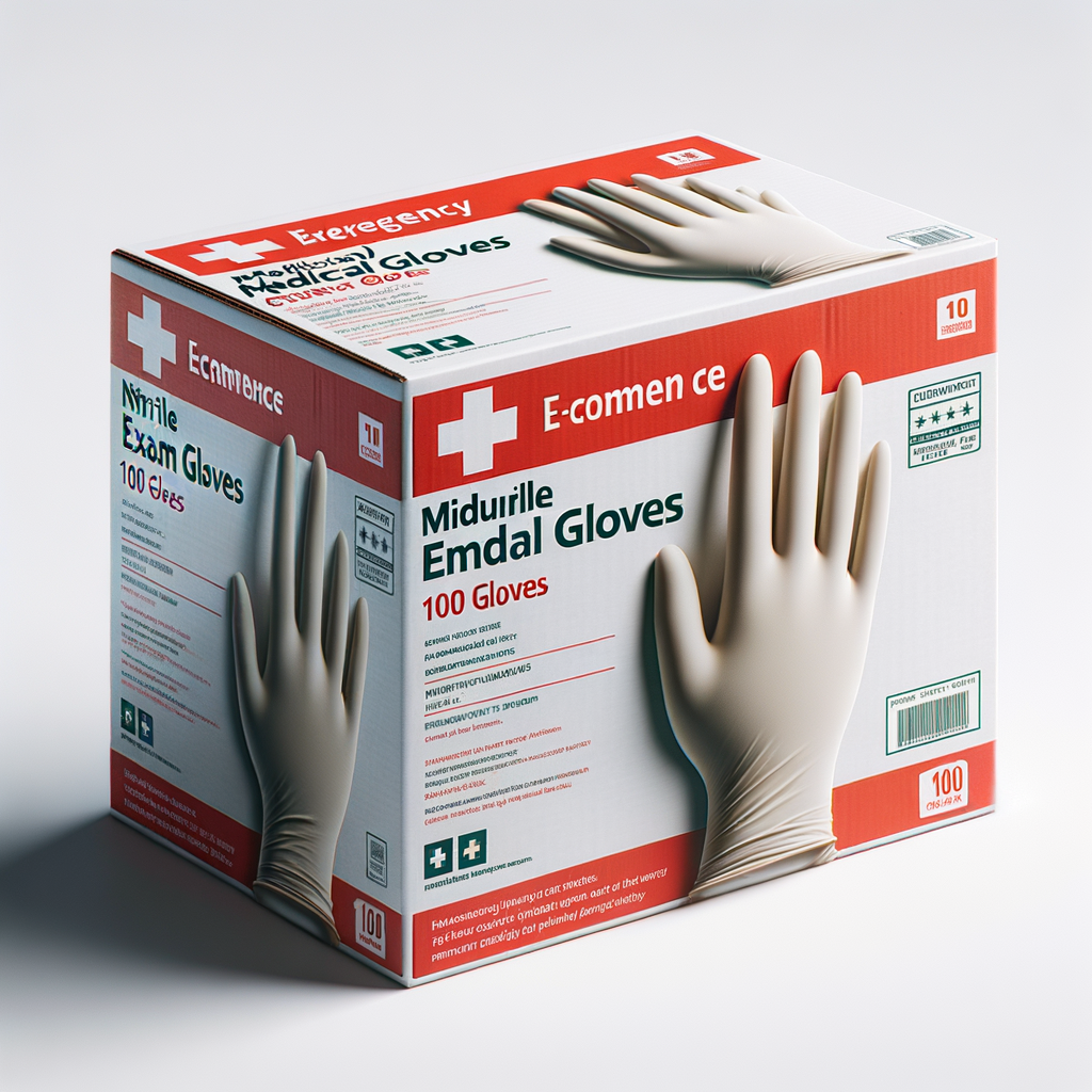 Nitrile Medical Exam Gloves Box of 100 (Medium) — First Aid & Medical emergency preparedness gear