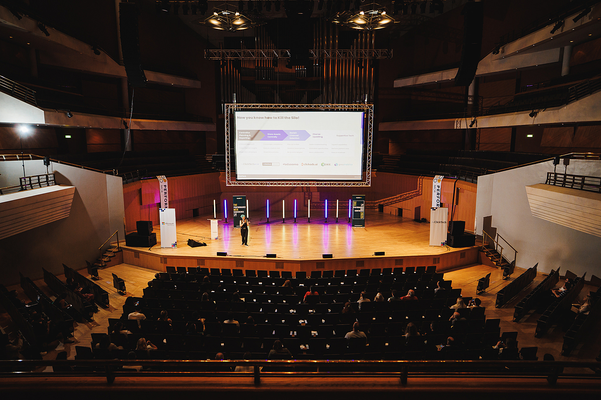 Large conference stage presentation