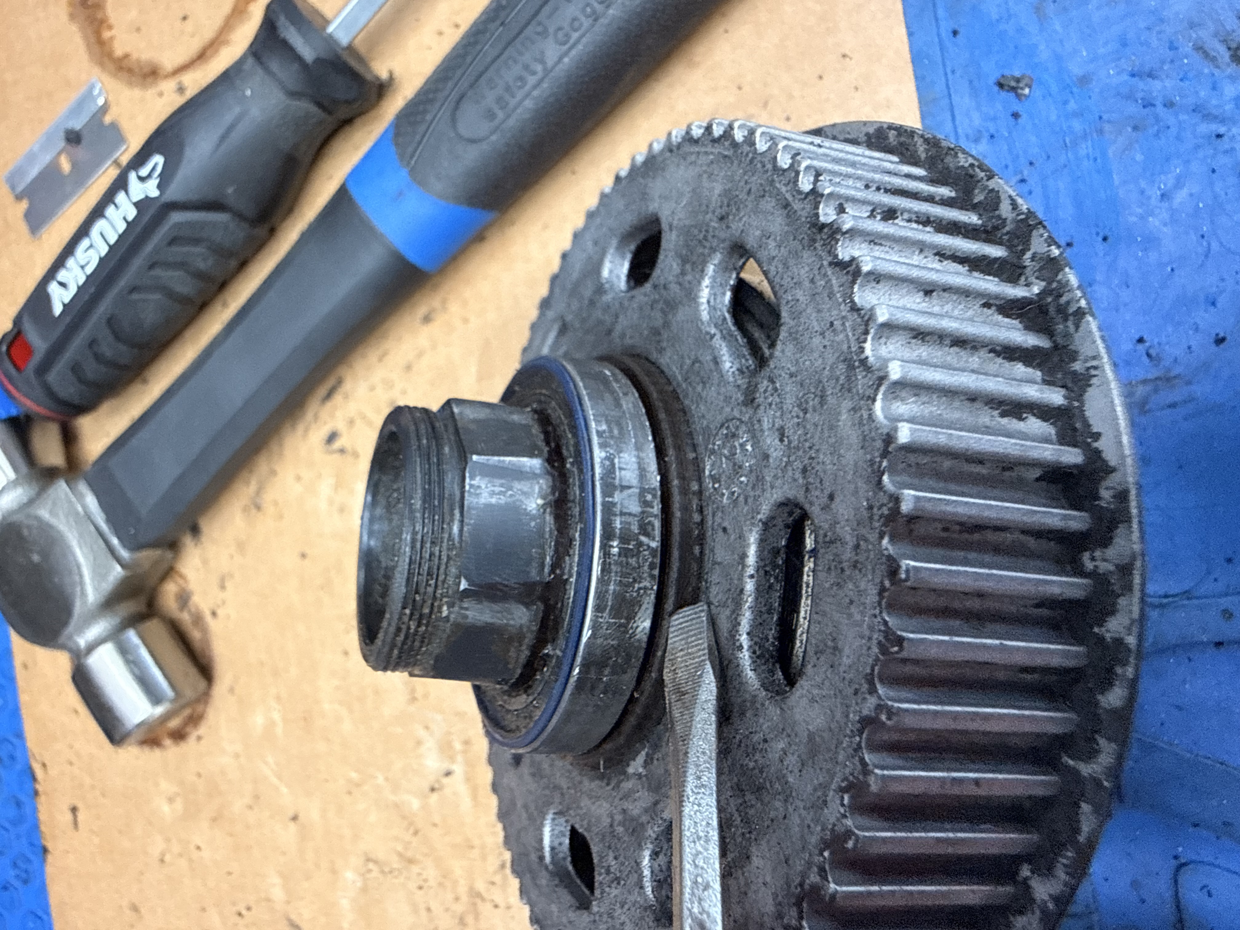 Internal motor gearing and components photographed during inspection