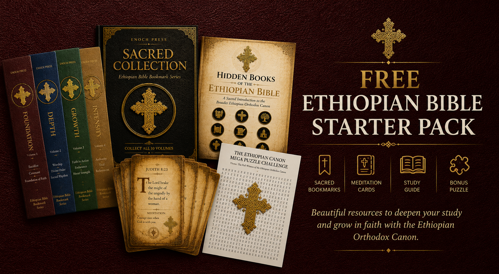 Free Ethiopian Bible Starter Pack — Bookmarks, Meditation Cards, Study Guide & Puzzle