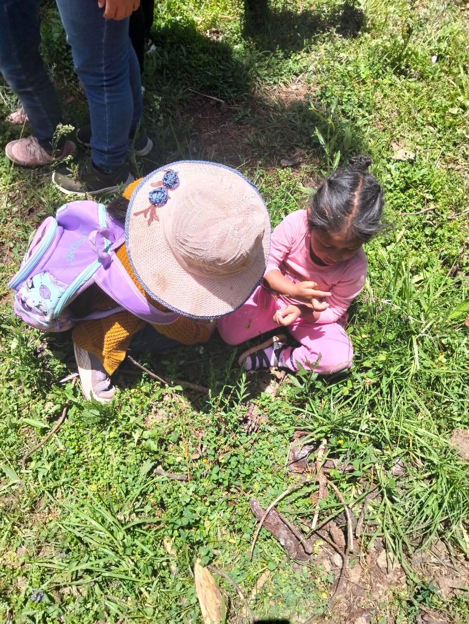 Children exploring the garden, learning to grow food