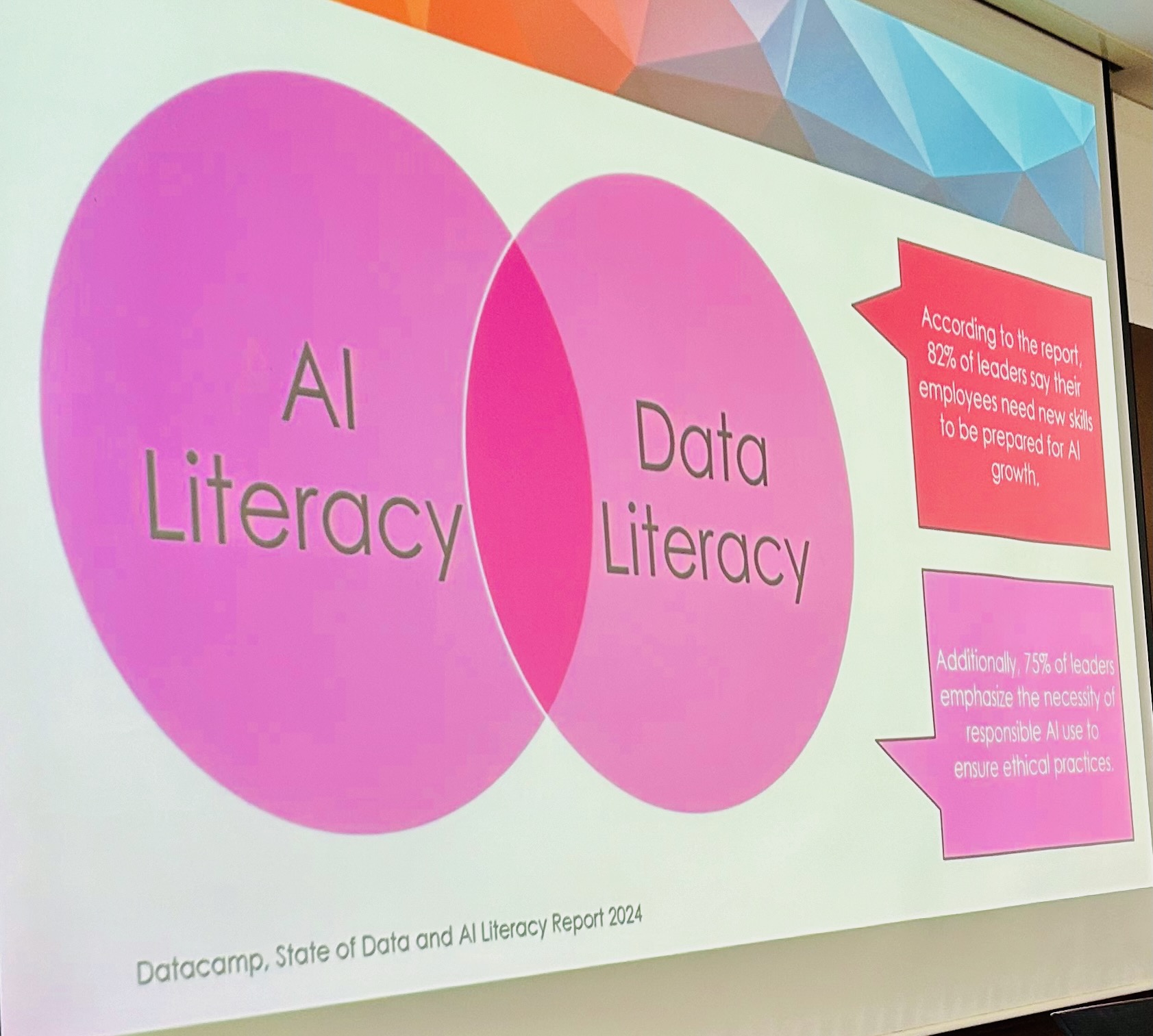 Dr. Patel — AI Literacy and Data Literacy keynote slide