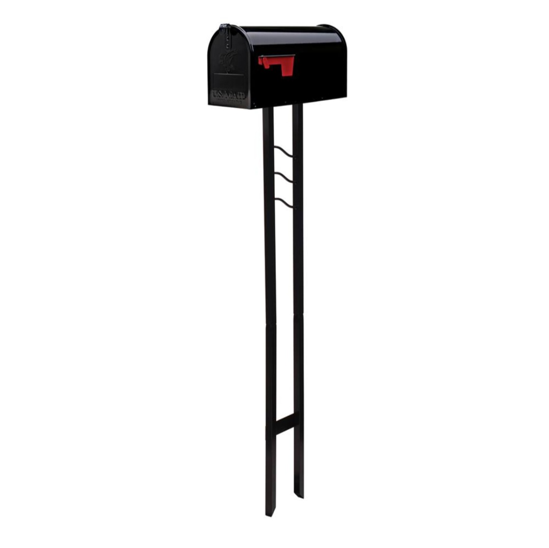 Classic Wave Post mailbox — all-steel black with wave accent