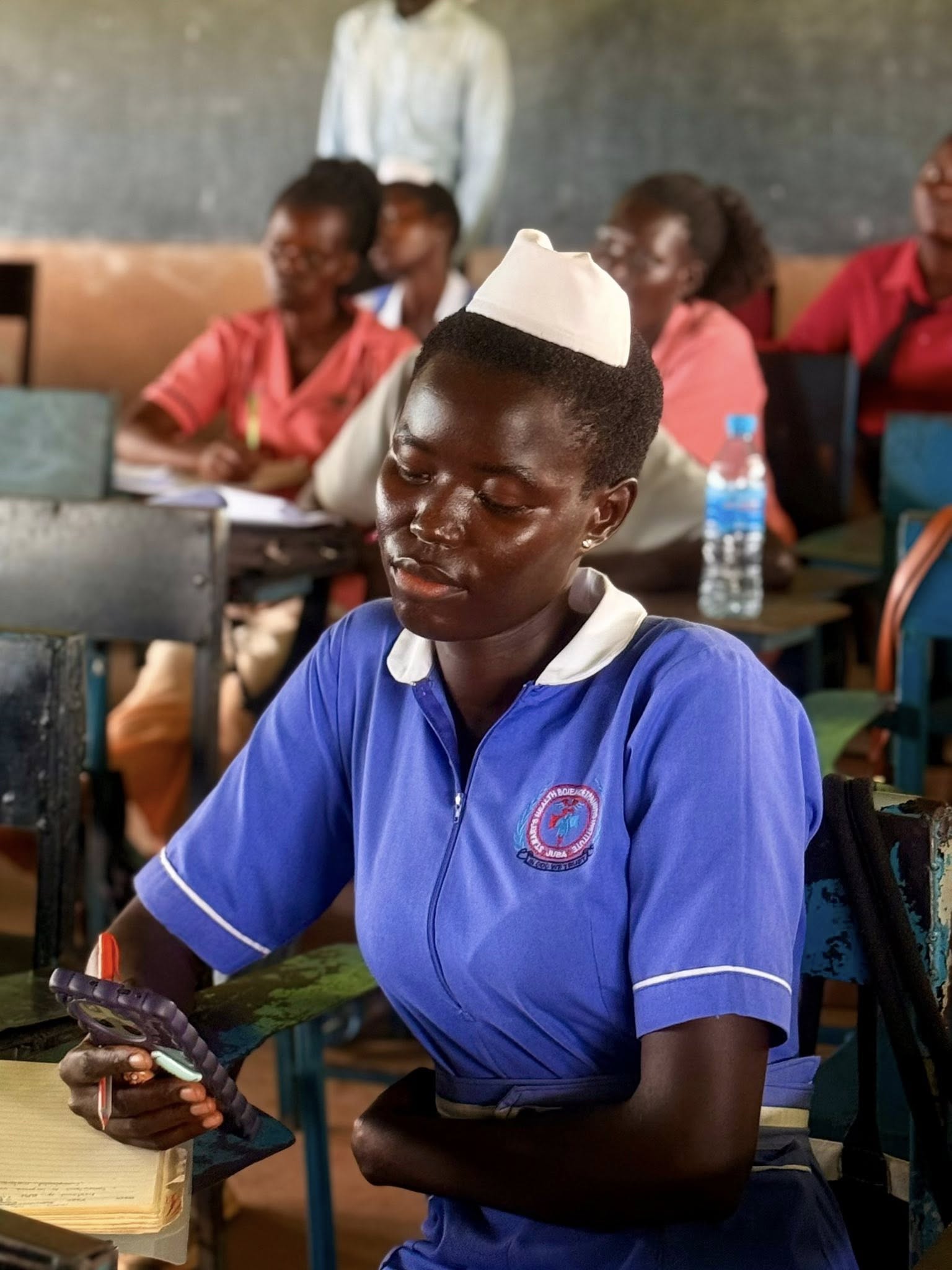 Nursing student studying in classroom