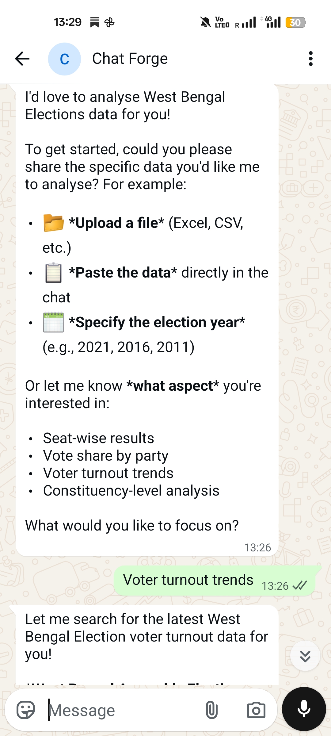 Agent asks smart clarifying questions about election data